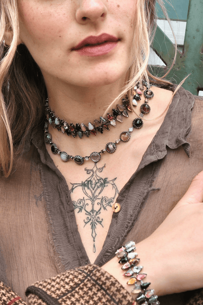 Paint Pot Layering Choker in Punk Rocks (Silver)