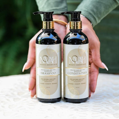 Healthy Hair Anti Itch Nourishing Shampoo and Conditioner Bundle Novah Beauty Essentials