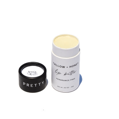 Fragrance Free Tallow + Honey Lip Butter in Eco-Friendly Travel Tubes Pretty farm girl