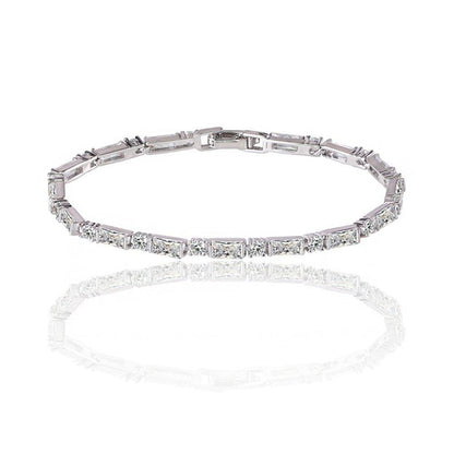 Dainty Cubic Zirconia Tennis Bracelet with Emerald and Round Cut AAA+ Cubic Zirconia