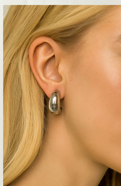 Dome Huggie Teardrop Earrings