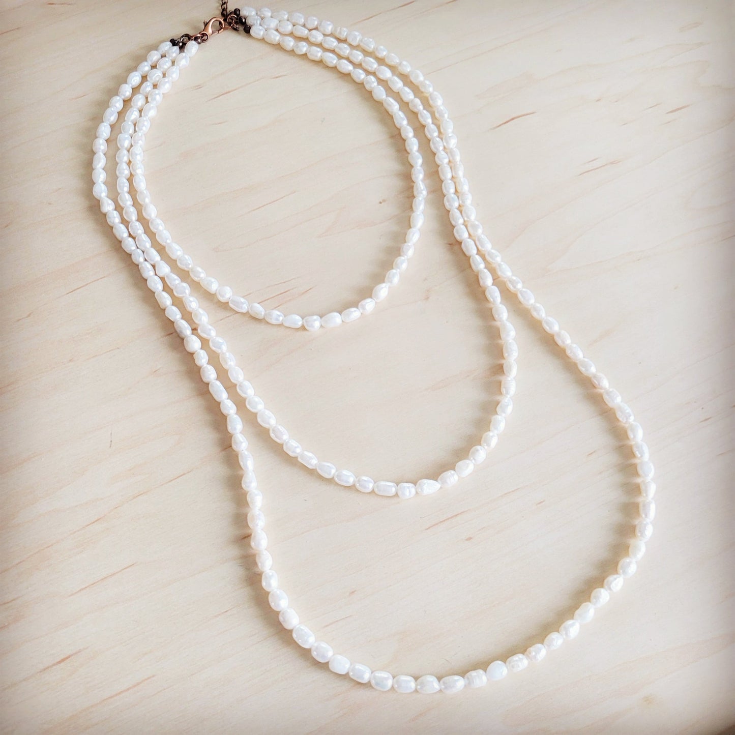 Genuine Freshwater Pearl Triple Strand Layered Boho Necklace 263r