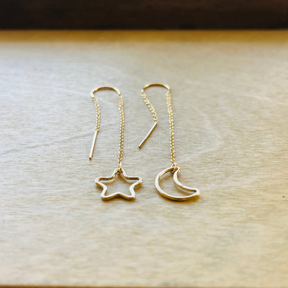 STAR & LUNA MOON THREADER EARRINGS