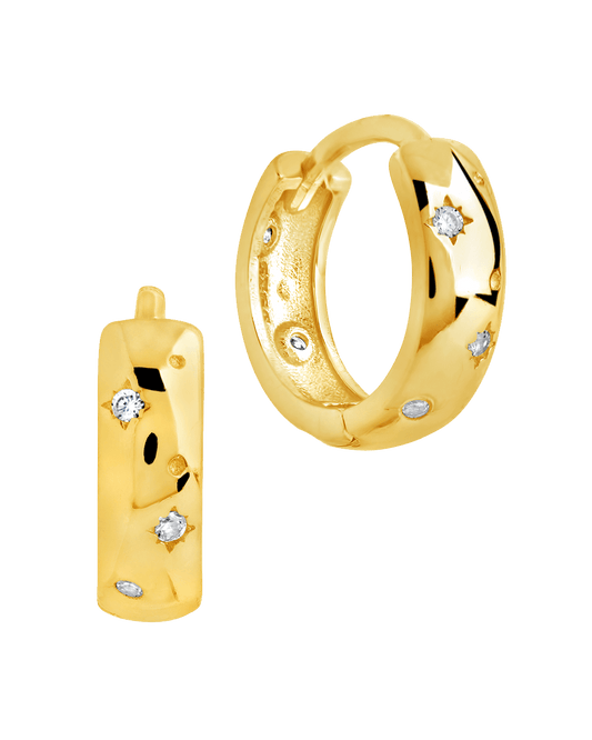 Greer CZ Burst Micro Hoop Earrings