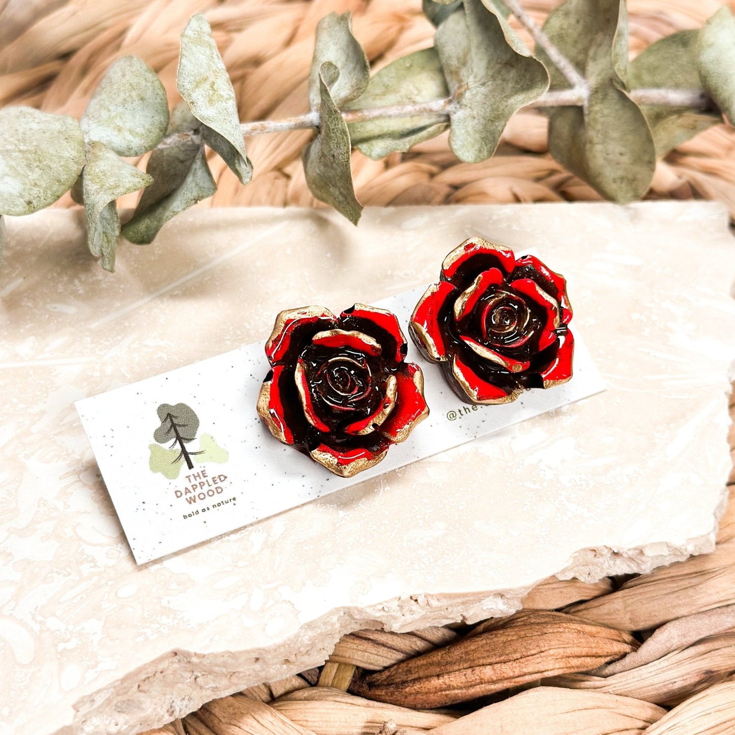 Camellia - Gilded Rose Statement Stud Earrings