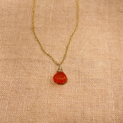 14k gold filled CARNELIAN SEA SHELL NECKLACE