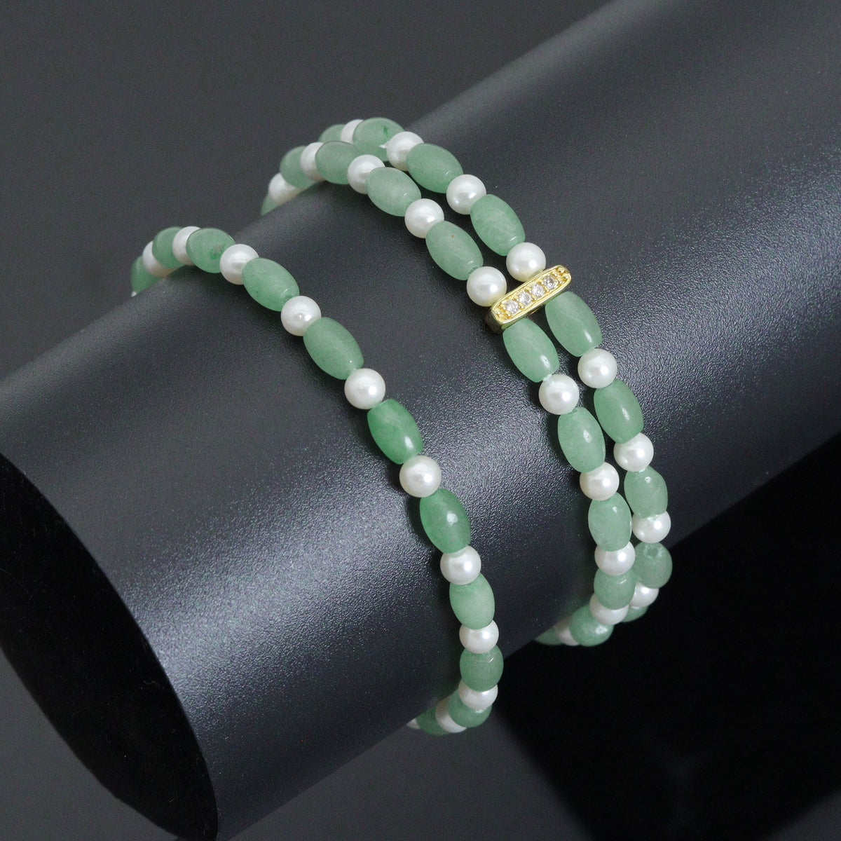 4x6mm Barrel Aventurine Stretchy Bracelet, Sku#EF666