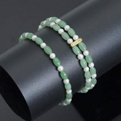 4x6mm Barrel Aventurine Stretchy Bracelet, Sku#EF666