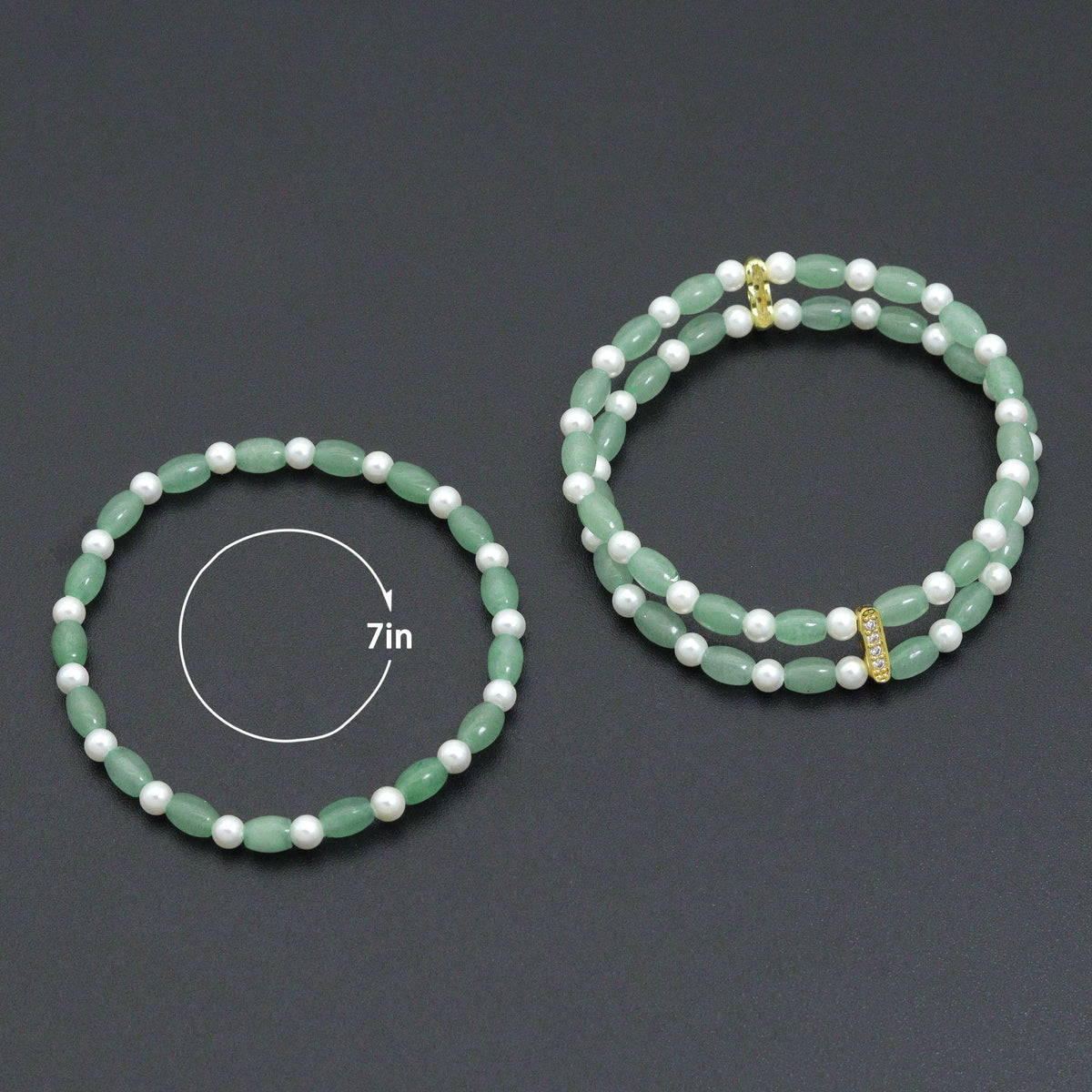 4x6mm Barrel Aventurine Stretchy Bracelet, Sku#EF666