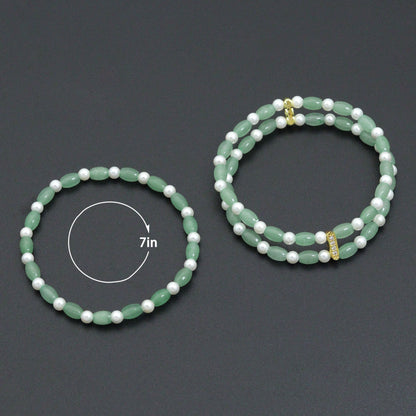 4x6mm Barrel Aventurine Stretchy Bracelet, Sku#EF666