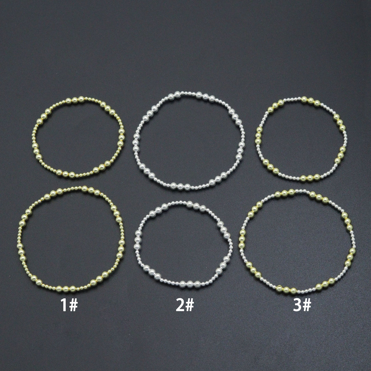 7'' Bright Gold silver Hematite Stretchy Bracelet, Sku#EF733