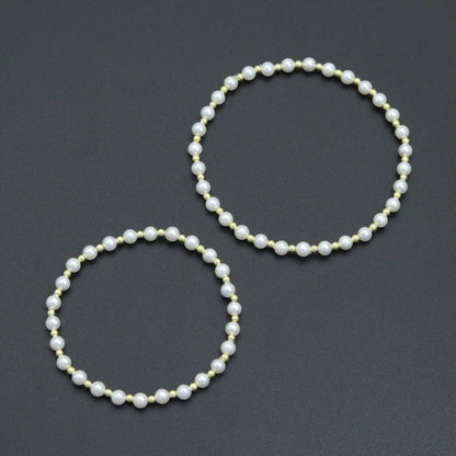 7'' Round Gold  Hematite with MOP Stretchy Bracelet, Sku#EF739