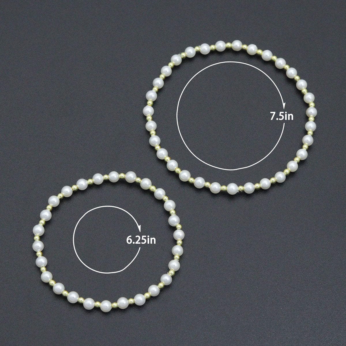 7'' Round Gold  Hematite with MOP Stretchy Bracelet, Sku#EF739
