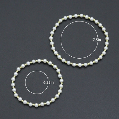 7'' Round Gold  Hematite with MOP Stretchy Bracelet, Sku#EF739
