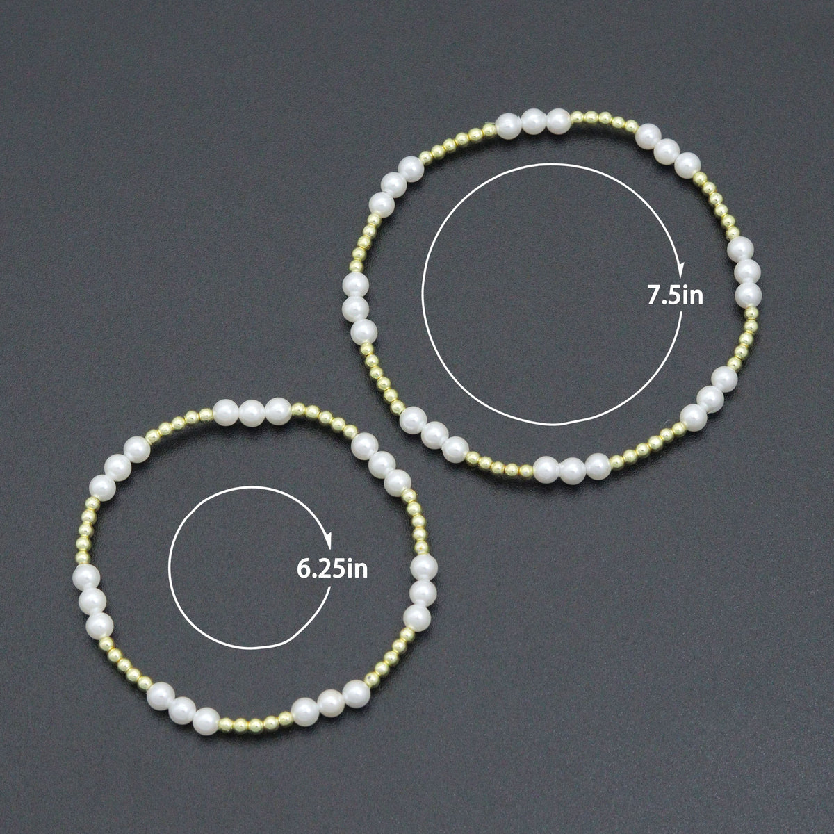 7'' Round Gold Hematite with MOP Stretchy Bracelet, Sku#EF743