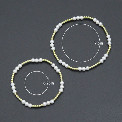 7'' Round Gold Hematite with MOP Stretchy Bracelet, Sku#EF743