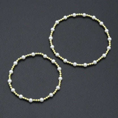 7'' Round Gold Hematite with MOP Stretchy Bracelet, Sku# EF745