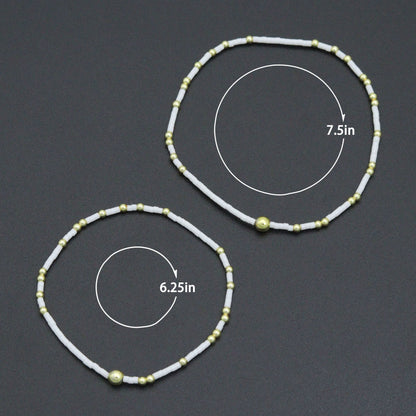 2.5mm Gold Hematite white jade Stretchy Bracelet, Sku#EF748