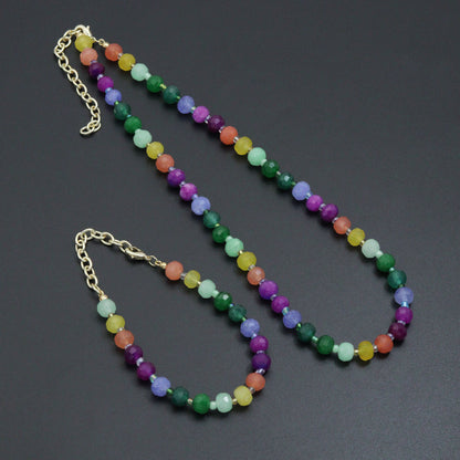 Colorful Jade Beads Adjustable necklace Bracelet, Sku#EF786
