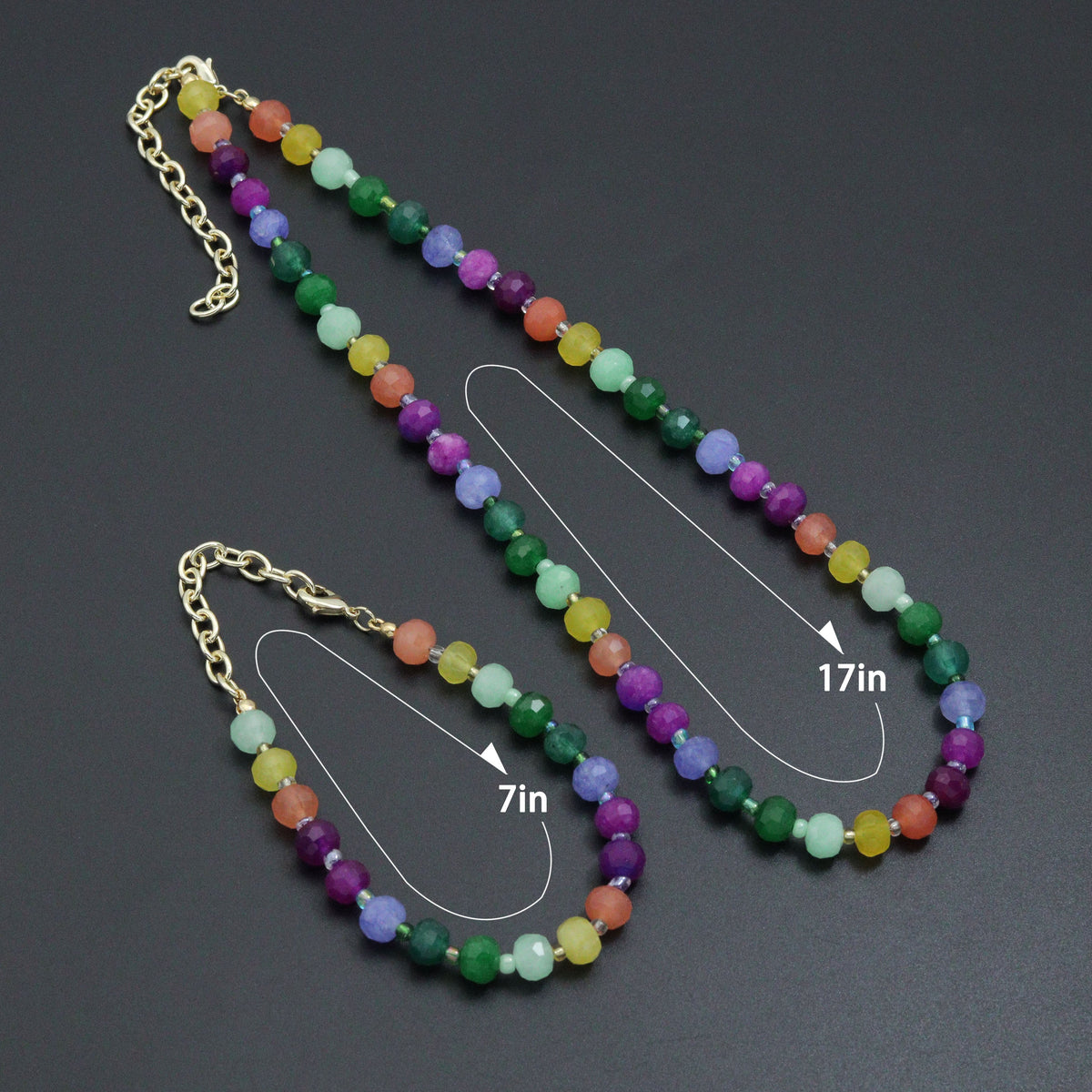 Colorful Jade Beads Adjustable necklace Bracelet, Sku#EF786