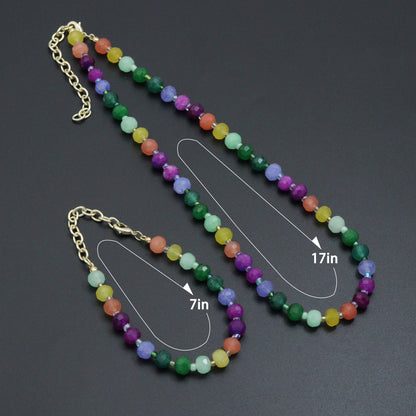 Colorful Jade Beads Adjustable necklace Bracelet, Sku#EF786