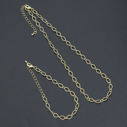 Diamond Shape Link Chain Necklace Bracelet, Charm bar necklace bracelet, sku#EF790
