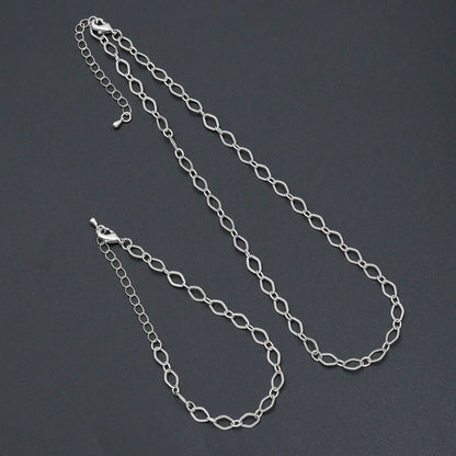 Diamond Shape Link Chain Necklace Bracelet, Charm bar necklace bracelet, sku#EF790