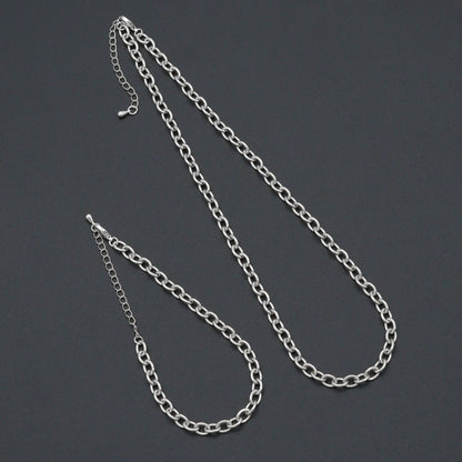 Oval Link Chain Necklace Bracelet, charm bar necklace bracelet, sku#EF792