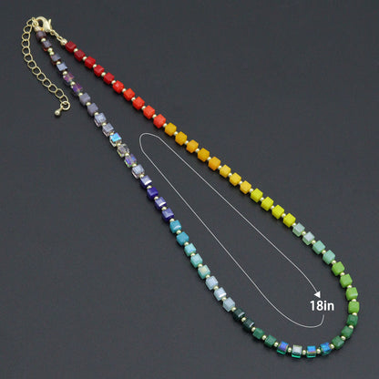 Rainbow Cube Crystal beads Necklace, sku#EF801