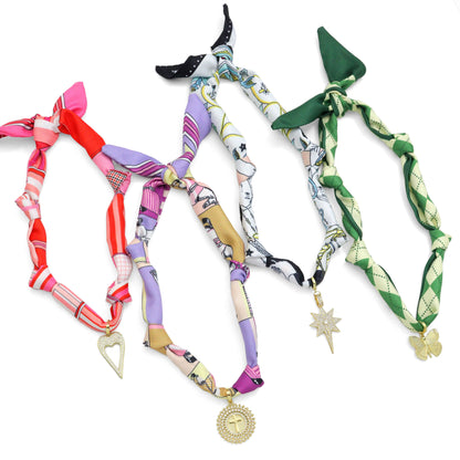 Convertible Scarf Necklace, Adjustable Silk Scarf Statement Necklace, sku#EF806-1