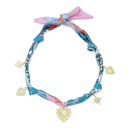 Convertible Scarf Necklace, Adjustable Silk Scarf Statement Necklace, sku#EF806-1