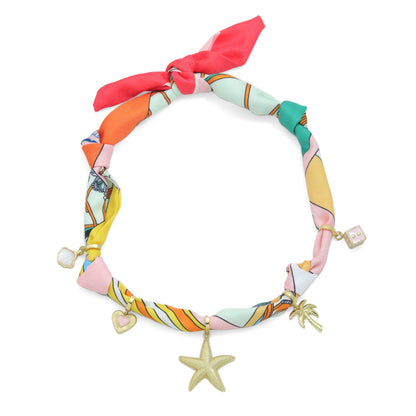Convertible Scarf Necklace, Adjustable Silk Scarf Statement Necklace, sku#EF806-1