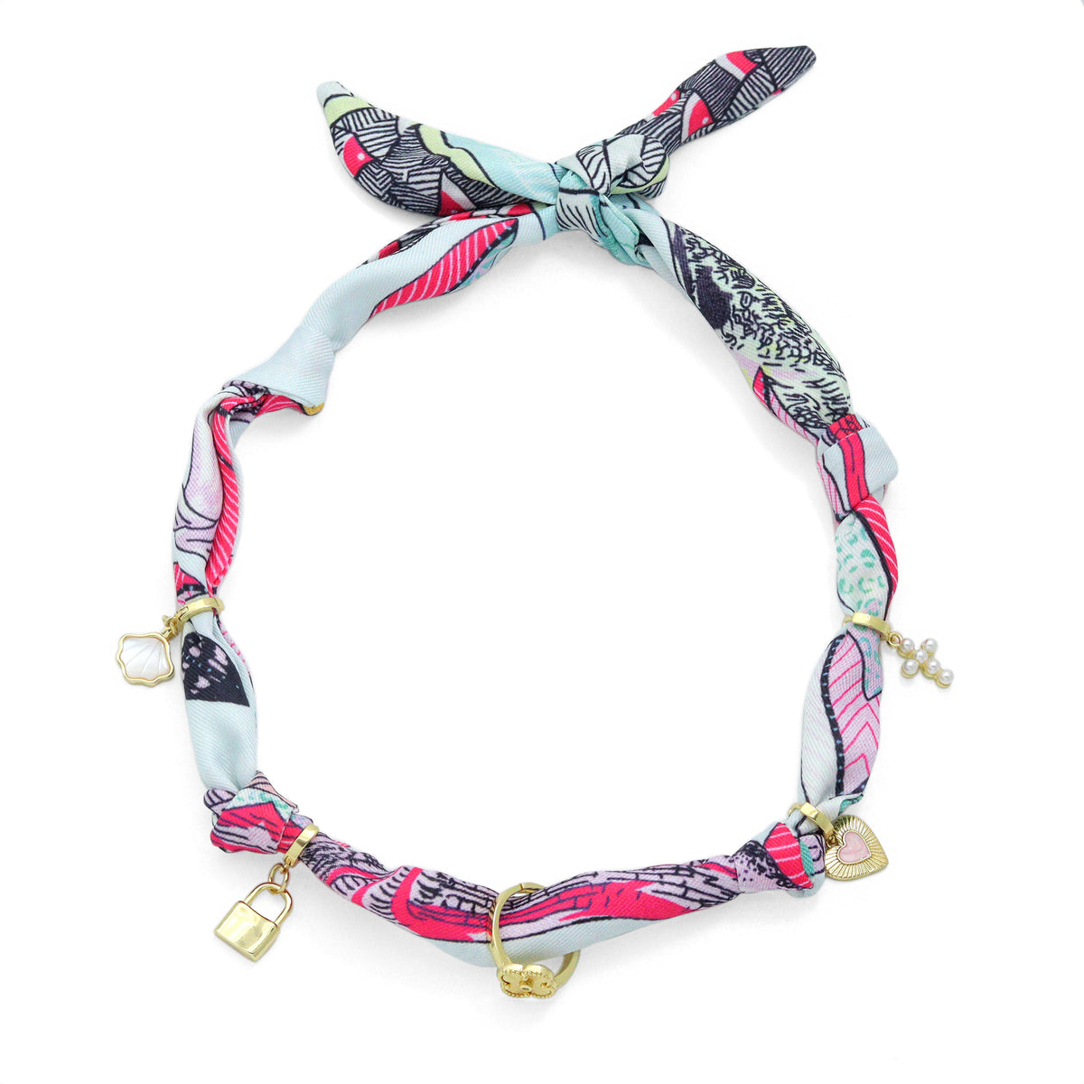 Convertible Scarf Necklace, Adjustable Silk Scarf Statement Necklace, sku#EF806-1