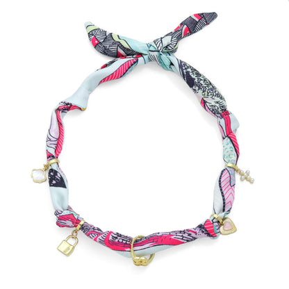 Convertible Scarf Necklace, Adjustable Silk Scarf Statement Necklace, sku#EF806-1