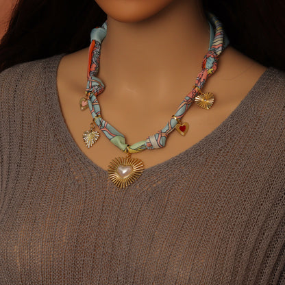 Convertible Scarf Necklace, Adjustable Silk Scarf Statement Necklace, sku#EF806-1