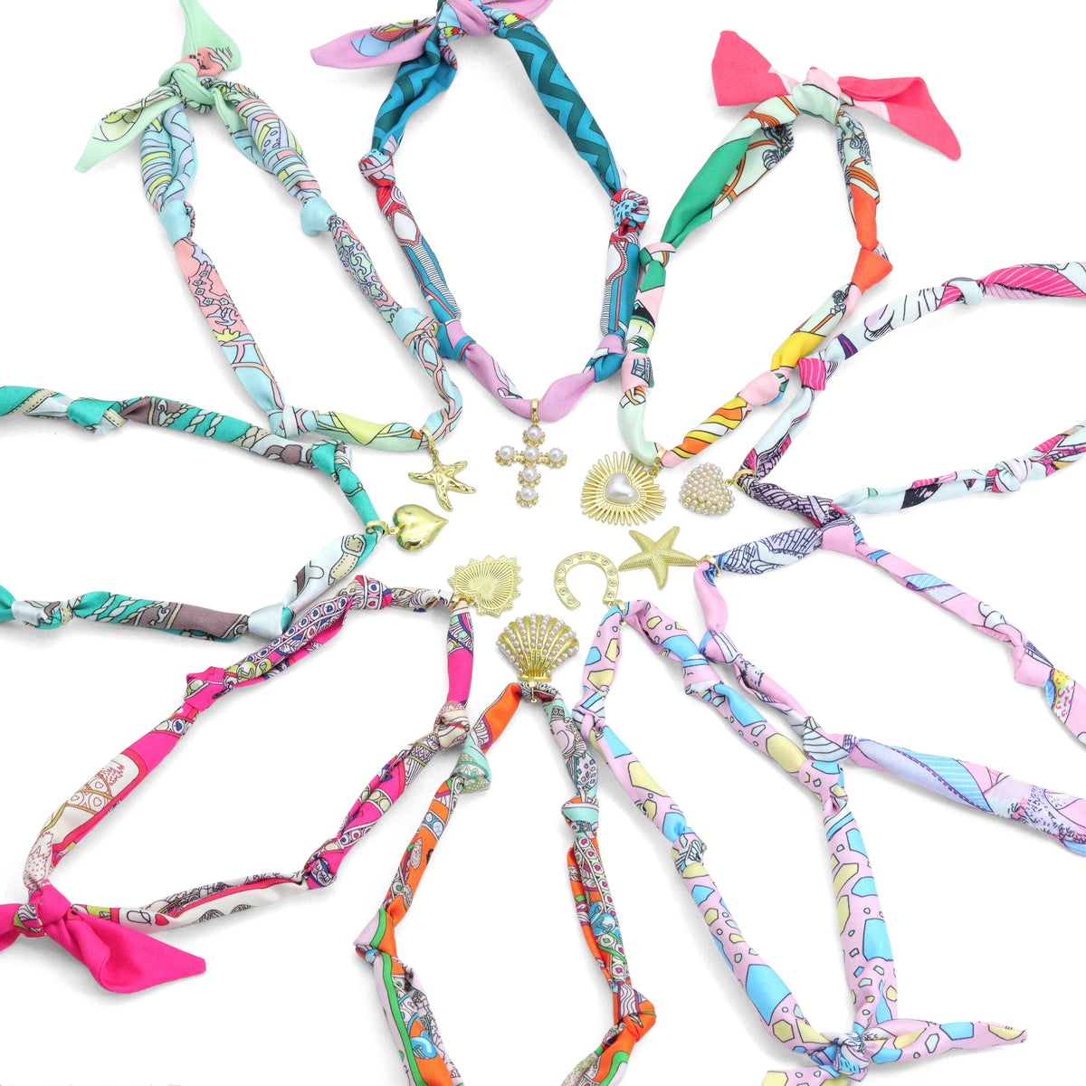 Convertible Scarf Necklace, Adjustable Silk Scarf Statement Necklace, sku#EF806-1