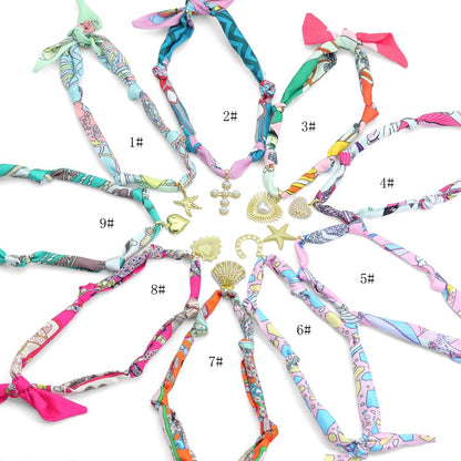 Convertible Scarf Necklace, Adjustable Silk Scarf Statement Necklace, sku#EF806-1