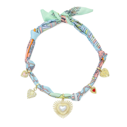 Convertible Scarf Necklace, Adjustable Silk Scarf Statement Necklace, sku#EF806-1