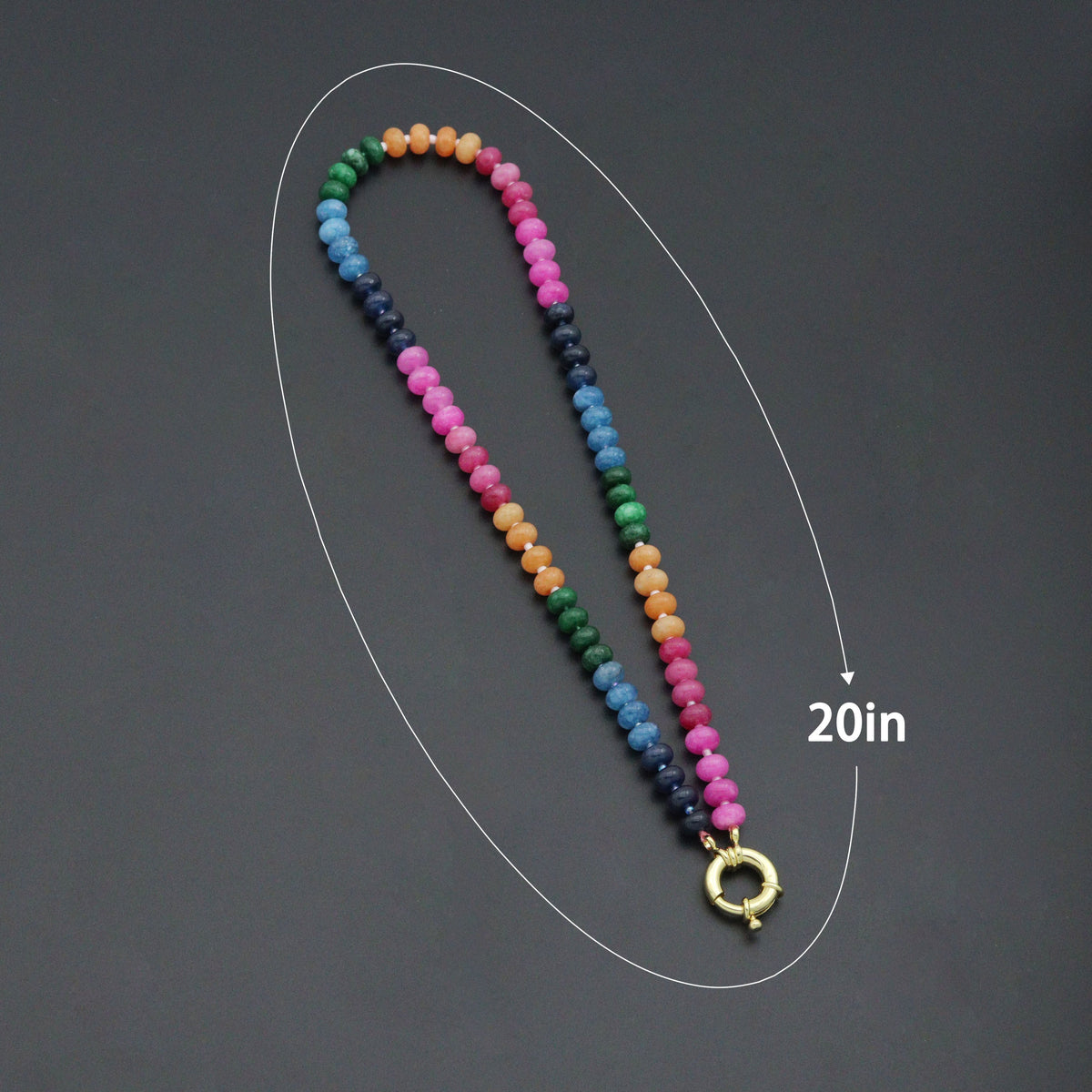 Pink Rainbow adventure green Roundelle Gemstone necklace, sku#EF810