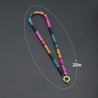 Pink Rainbow adventure green Roundelle Gemstone necklace, sku#EF810