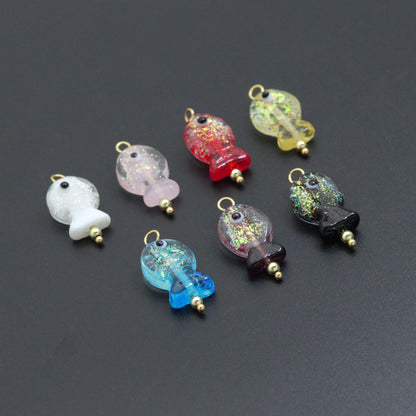 Handmade Colorful Glitter Fish Charm, lucky fish charm, lucky evil eye charm,Sku#EF826