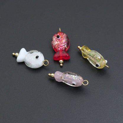 Handmade Colorful Glitter Fish Charm, lucky fish charm, lucky evil eye charm,Sku#EF826