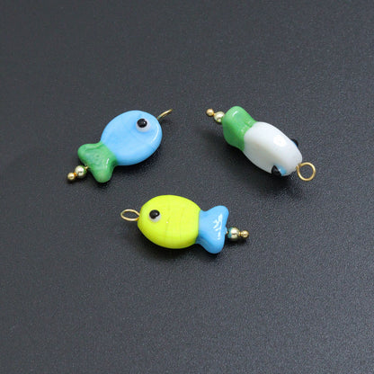 Coloful Fish Charm Pendant-handmade ocean-inspired pendant, Sku#EF828