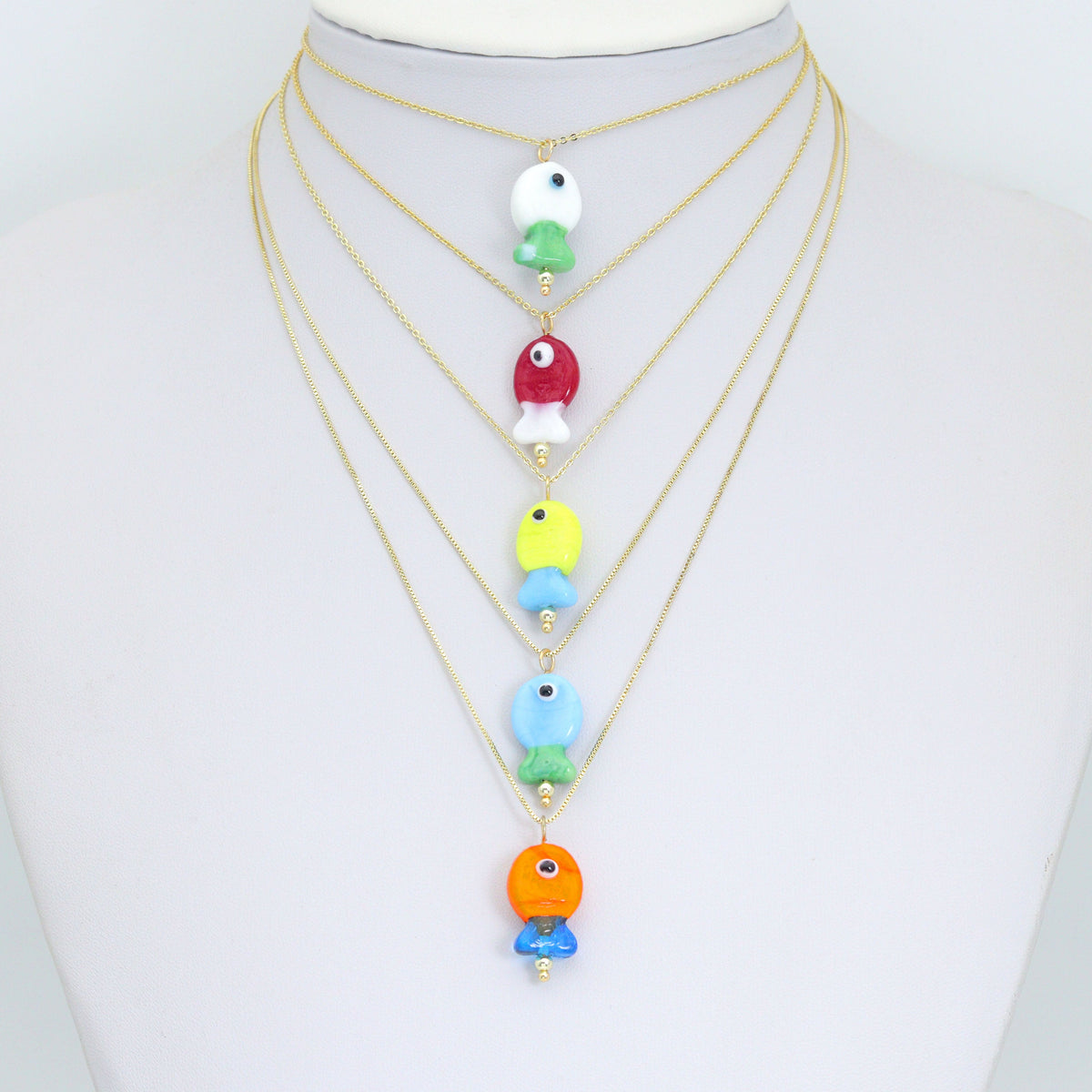 Coloful Fish Charm Pendant-handmade ocean-inspired pendant, Sku#EF828
