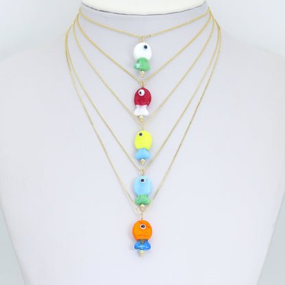 Coloful Fish Charm Pendant-handmade ocean-inspired pendant, Sku#EF828