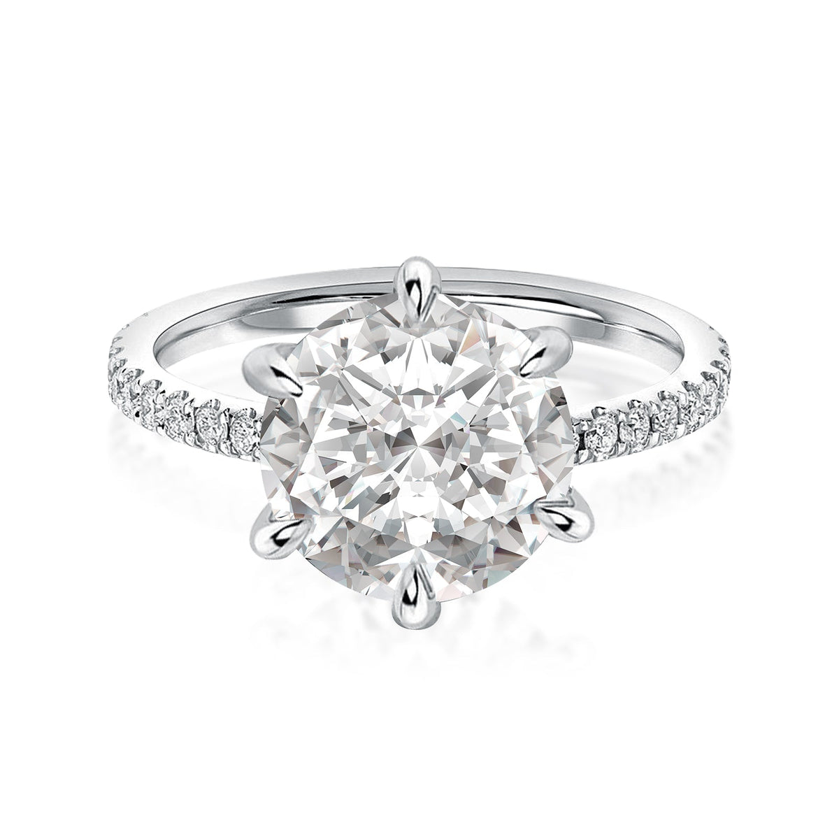 Rodiffy Moissanite 3.0 Ct Round Cut 6 Prong Promise Rings For Women