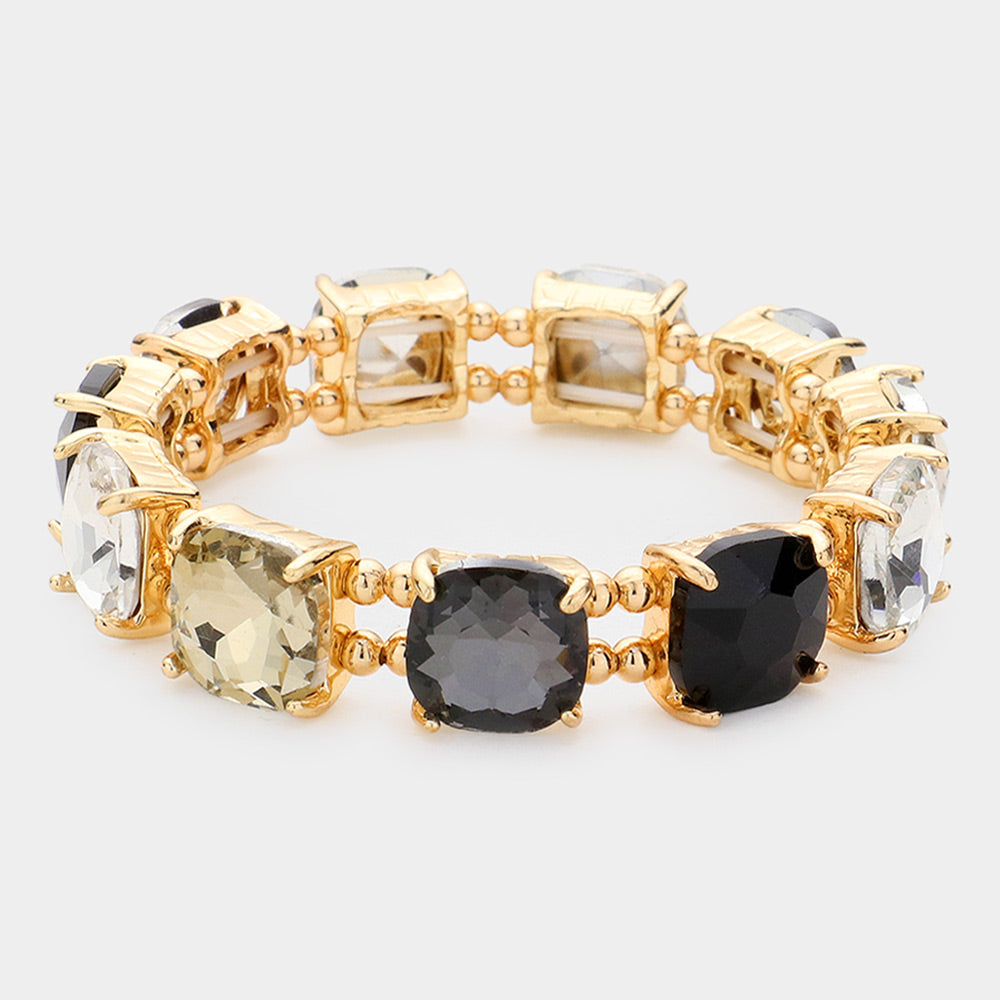 Women's Cushion Square Stone Stretch Evening Bracelet