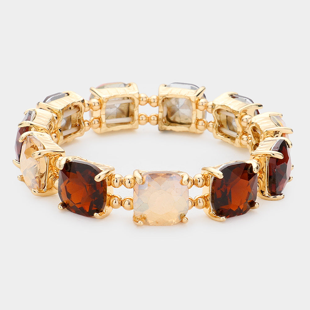 Women's Cushion Square Stone Stretch Evening Bracelet
