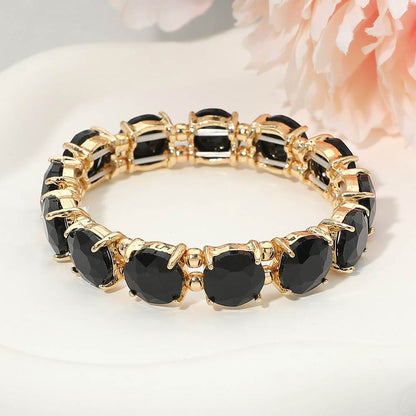 Women's Round Stone Cluster Beaded Stretch Evening Bracelet