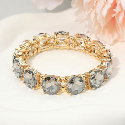Women's Round Stone Cluster Beaded Stretch Evening Bracelet
